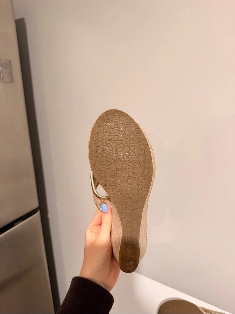 Jack Rogers Gold Metallic Cork Wedge Sandals